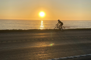 Sunset cycling on Highway 1 in Cambria