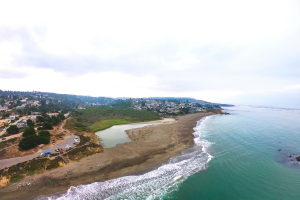 Drone footage of Moonstone Beach in Cambria