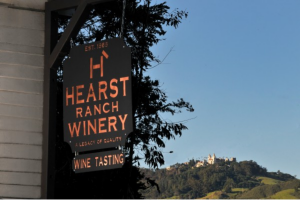 Outisde signage of Hearst Ranch Winery at San Simeon State Beach