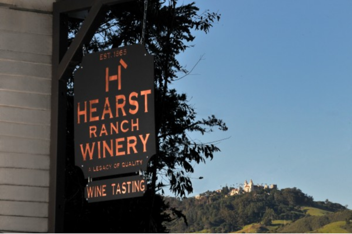 Outisde signage of Hearst Ranch Winery at San Simeon State Beach